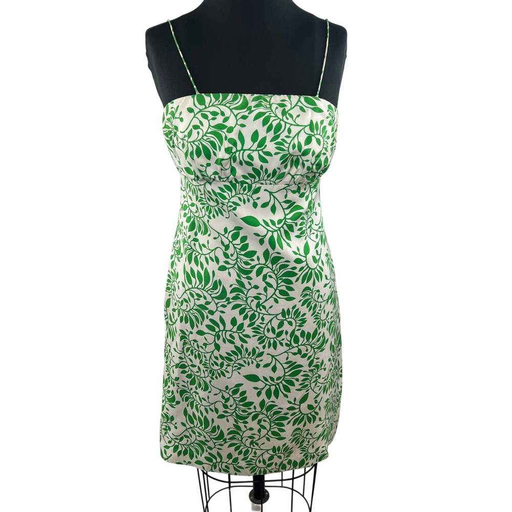 Vineyard Vine Skylar Silk Sheath Dress Nassau Green White Strapless Sleeveless 4